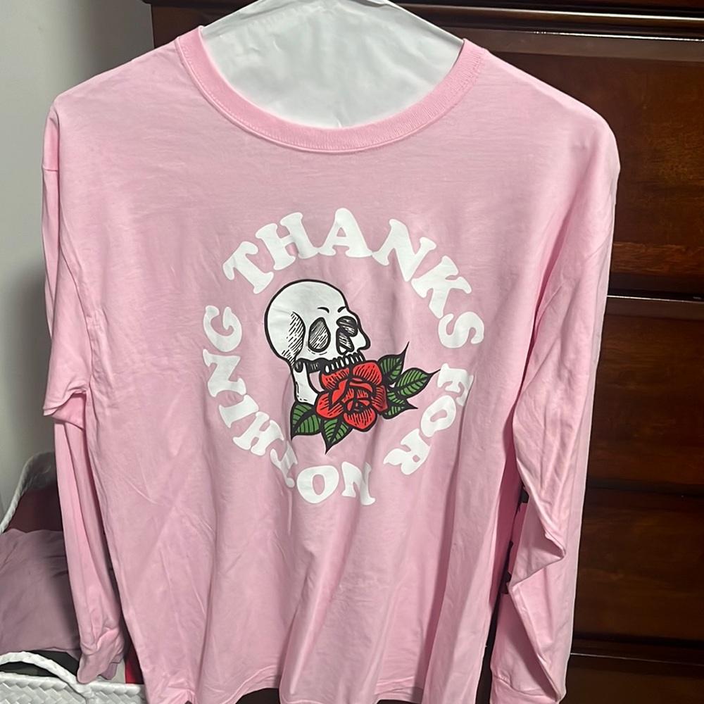 Rue21 Pink long sleeve skull shirt